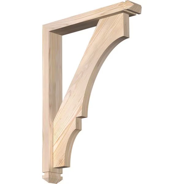 Balboa Arts and Crafts Smooth Bracket w/ Offset Brace, Douglas Fir, 3 1/2